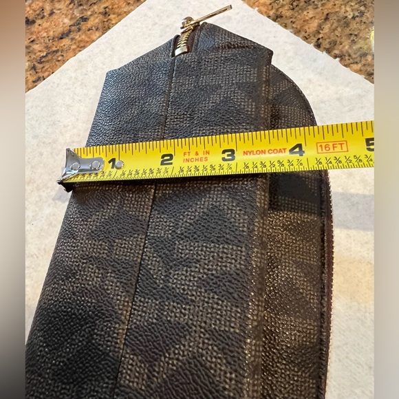 Michael Kors Dark Brown MK Logo Cosmetic Case with Gold Plaque - Picture 9 of 9